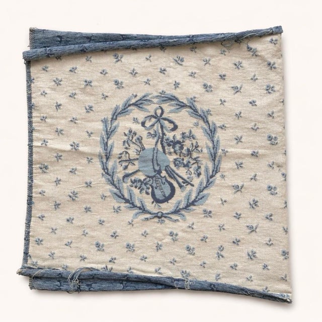 Brunschwig & Fils Brunschwig & Fils Woven Tapestry Upholstery Pillow Fabric Blue Laurel & Violin Vintage 28x49 For Sale - Image 4 of 5