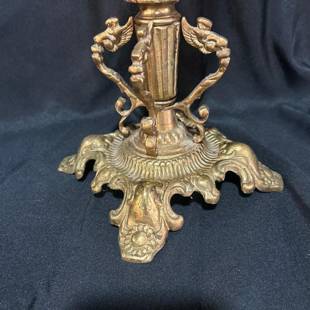 Victorian 1800’s Stunning Gold Candleholder With Prisms For Sale - Image 3 of 9