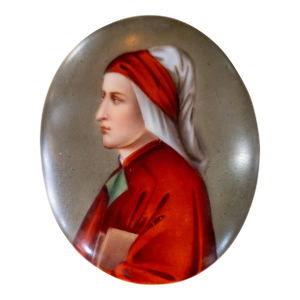 Early 20th Century Italian Painted Porcelain Plaque of Dante Alighieri