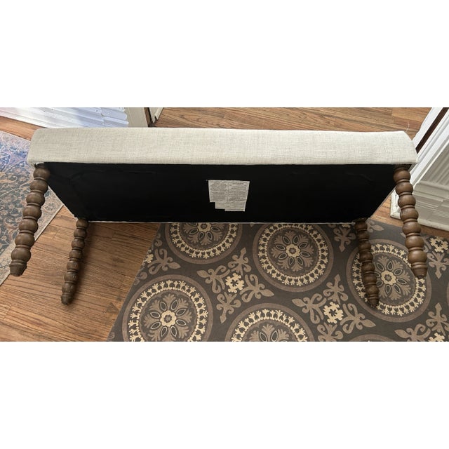White Vintage White Upholstered Bench For Sale - Image 8 of 8
