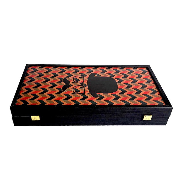 Black Hipster Backgammon Set by Manopoulos, 36 Pieces For Sale - Image 8 of 17