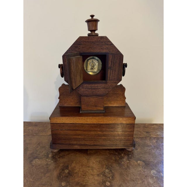 Early 19th Century Antique Regency Rosewood Brass Inlaid Mantle Clock, 1820 For Sale - Image 5 of 8