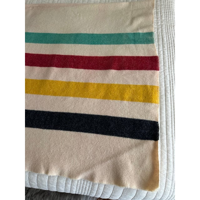 Hudson Bay Point 4 Point Striped Wool Blanket 1930's For Sale - Image 10 of 12