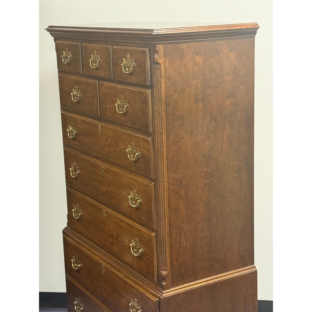 Brown Drexel Vintage Cherry 10 Drawer Chippendale Chest For Sale - Image 8 of 12