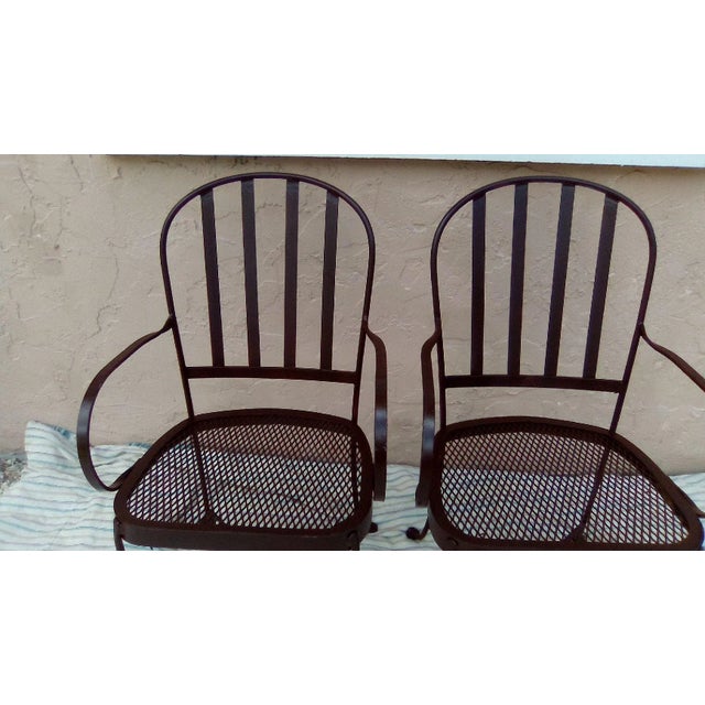 Vintage Salterini Style Metal Patio Arm Chair Brown Color Set of 2 For Sale In Naples, FL - Image 6 of 12