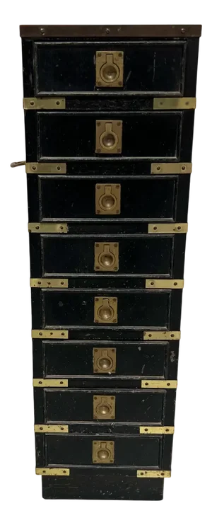 Black Wood Cabinet with Eight Small Drawers