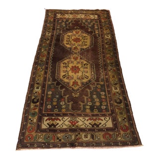 Vintage Brown Tribal Oushak Rug For Sale