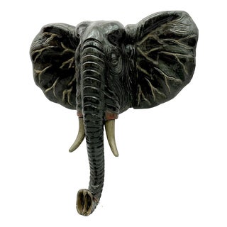 Balinese Artist, Carved Elephant Head, 1970s, Wood For Sale