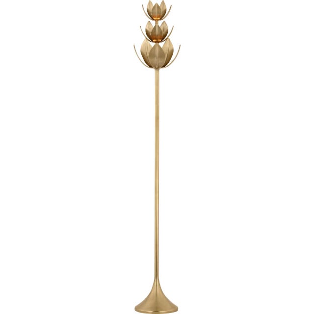 Transitional Julie Neill by Visual Comfort Signature Alberto 70" Floor Torchiere in Antique-Burnished Brass For Sale - Image 3 of 3