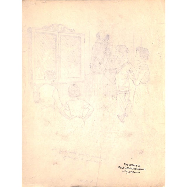 Traditional Original 1944 Pencil Drawing From Hi, Guy! The Cinderella Horse by Paul Brown 35 For Sale - Image 3 of 6