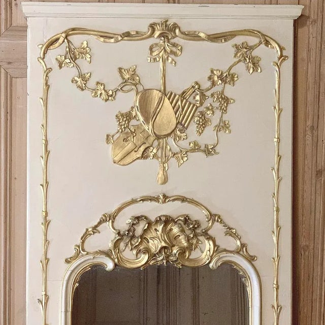 19th Century French Louis XIV Painted Trumeau For Sale - Image 4 of 12