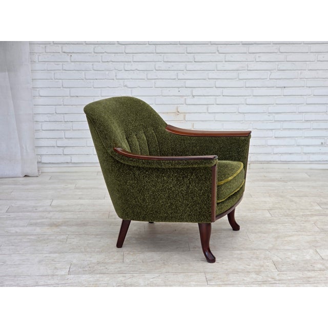 Mid-Century Modern Norwegian Armchair in Green Furniture Fabric and Teak Wood, 1970s For Sale - Image 3 of 18