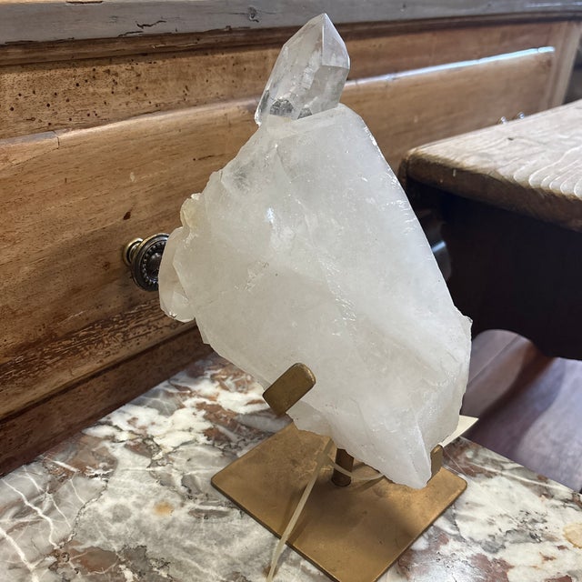 Contemporary A Quartz Crystal on Golden Stand - J For Sale - Image 3 of 11