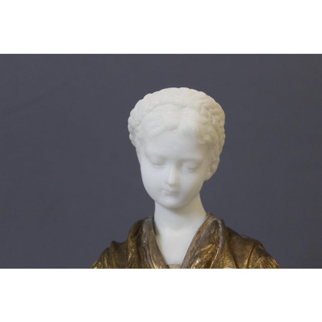 Bust of a Young Woman in Bronze and Marble by Vordormayer For Sale - Image 4 of 13