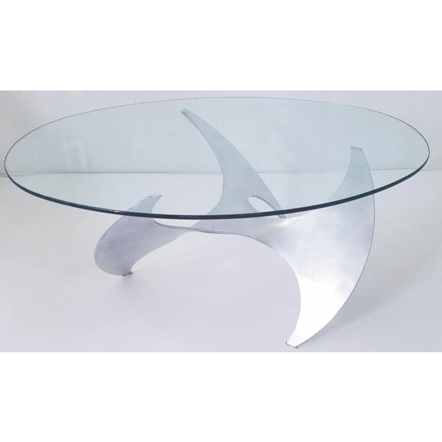 Silver 1960s Vintage Coffee Table Glass Aluminum Propeller Knut Hesterberg for Ronald Schmitt Mid Century Modern For Sale - Image 8 of 9