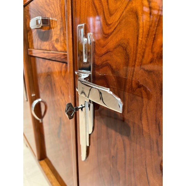 Art Deco Sideboard in Walnut, Lacquer & Nickel, France, 1930s For Sale - Image 14 of 18