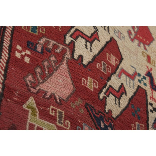 Textile 1960s Vintage Anatolian Animal Soumac Runner Rug 4'5'' X 9'8'' For Sale - Image 7 of 13