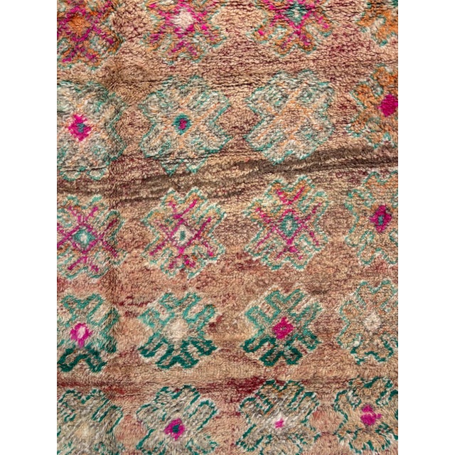 Tan 1980s Boho Chic Moroccan Berber Wool Rug For Sale - Image 8 of 8