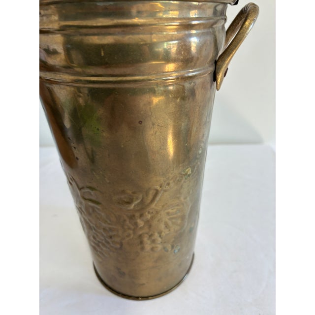Vintage Embossed Grapevine Solid Brass Vase With Handles For Sale In Oklahoma City - Image 6 of 10