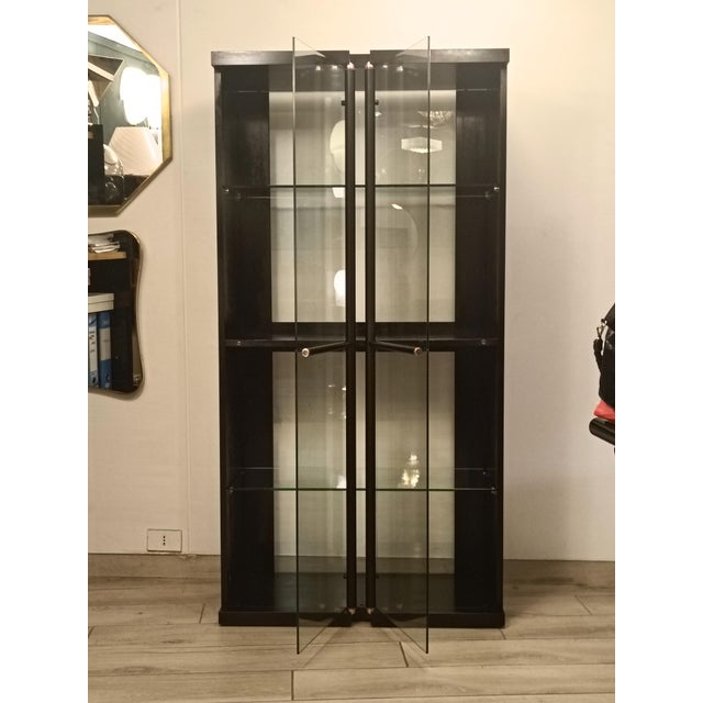 1970s Vintage Black Laquered Wood Display Cabinet by Carlo Scarpa for Bernini, 1970s For Sale - Image 5 of 10