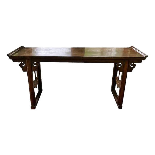 19th Century Chinese Hand-Carved Altar Console Table For Sale