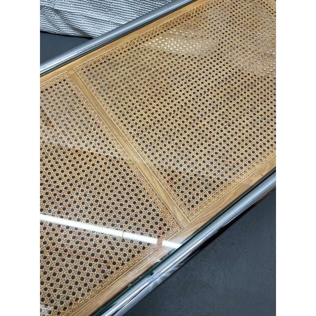 1970s 1970’s Tubular Chrome and Cane Attributed to Milo Baughman for Design Institute Coffee Table and End Table (Set) For Sale - Image 5 of 5
