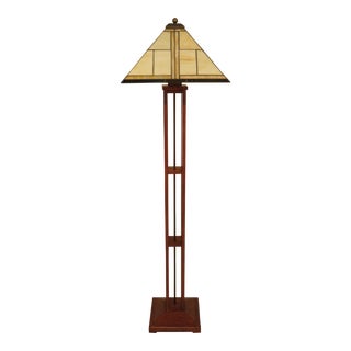 Stickley Mission Oak Floor Lamp & Meyda Tiffany Shade For Sale