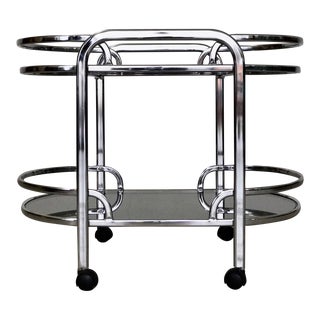 Mid-Century Modern Art Deco Chrome Bar Cart For Sale