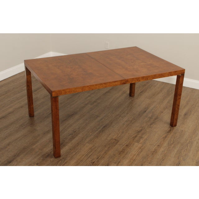 High Quality Vintage Extendable Burlwood Parsons Dining Table, Includes Two Leaves