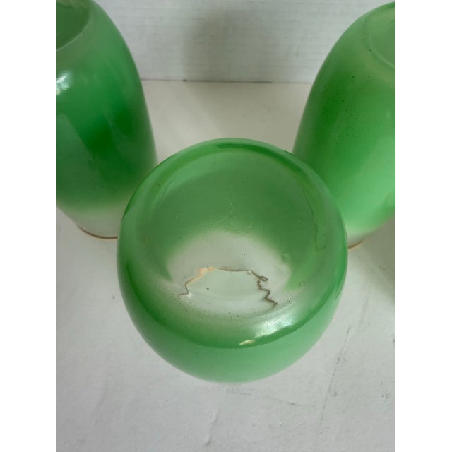 Vintage Green Blendo Frosted Glass Tumblers With Gold Rims - Set of 5 For Sale - Image 9 of 9
