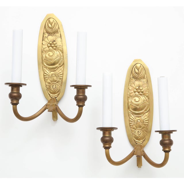 French Vintage French Bronze Wall Candle Sconces - a Pair For Sale - Image 3 of 11