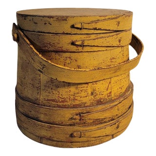 19thc Mustard Painted Firkin For Sale