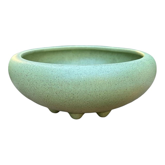 Vintage Green Haeger Round Ceramic Planter For Sale