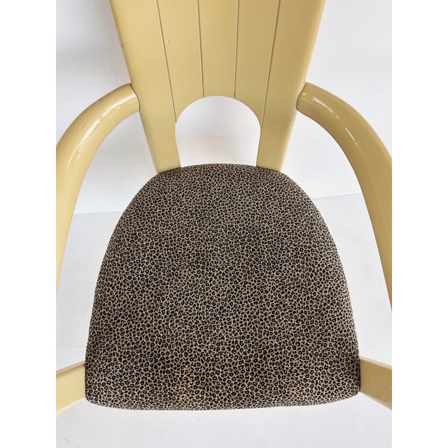 Set of 4 Italian Lacquered Postmodern Armchairs, Animal Print Upholstery For Sale - Image 11 of 18