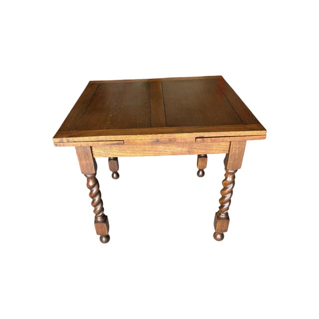 Wood 1930s Barley Twist - Solid Oak - Draw Leaf Table. (Inc. #19a) on Loop For Sale - Image 7 of 8