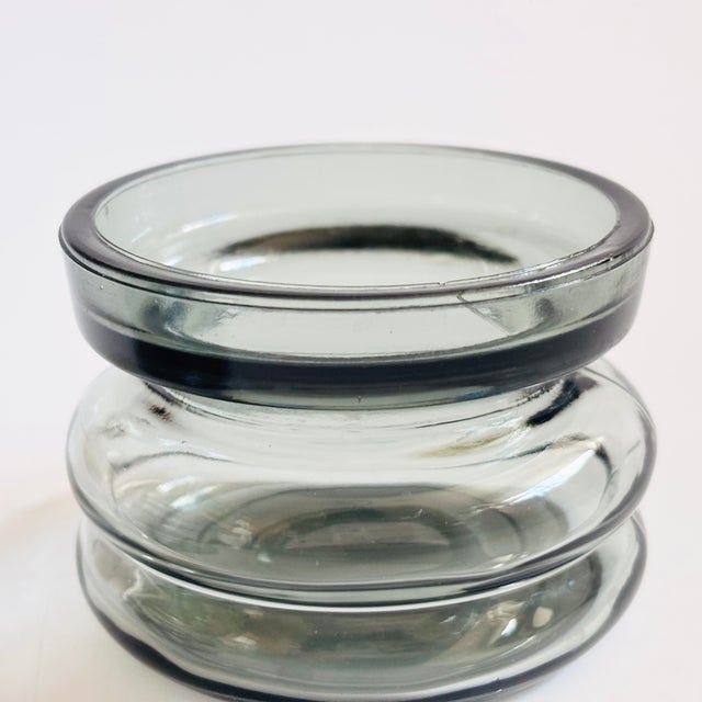 MCM Gray Hooped Glass Candle Holders by Cascade, England - Set of 2 For Sale - Image 4 of 7