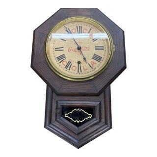 Coca Cola Clock 1903-1910 New Haven Co Octagon All Original With Key Antique For Sale