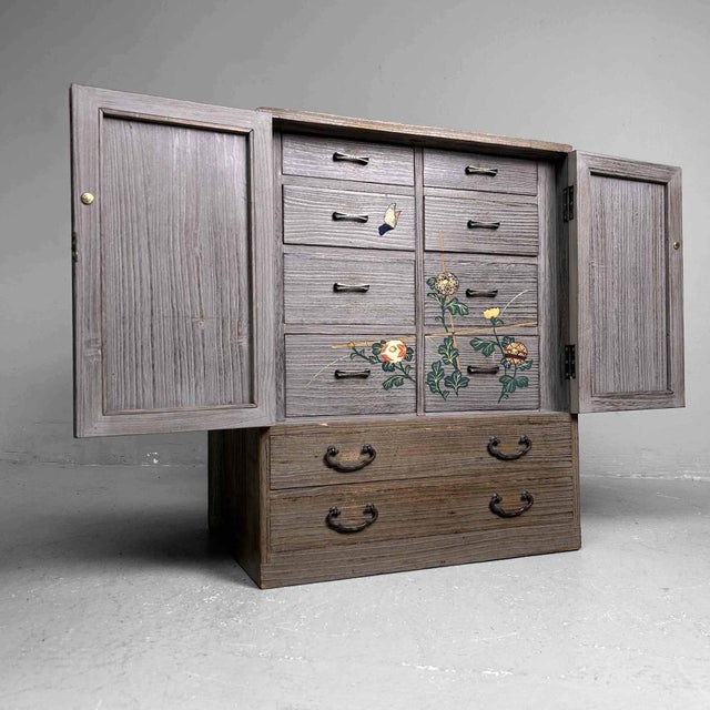 Vintage Tansu Storage Cabinet with Floral Decor, 1960s For Sale - Image 18 of 18