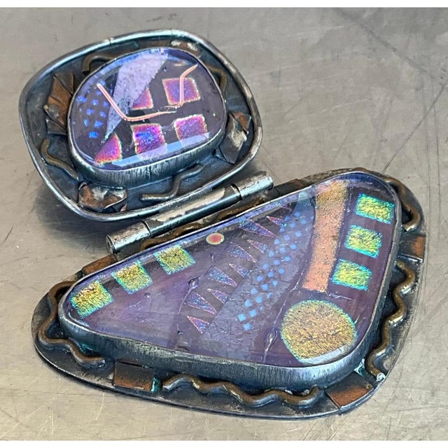 Mid-Century Modern Vintage Hand Crafted 925 Dichoric Glass Pendant For Sale - Image 3 of 12