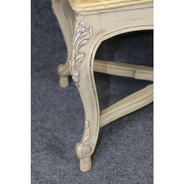 Wood 1950's Pair Louis XV Style Painted Decorated Benches For Sale - Image 7 of 11