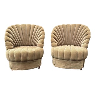 Pair of Vintage Hollywood Regency “Clam” Style Chairs For Sale