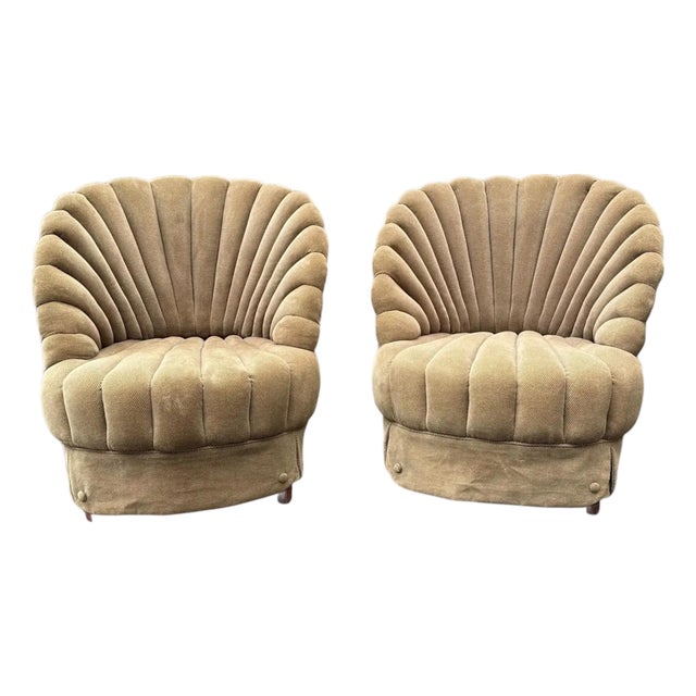 Pair of Vintage Hollywood Regency “Clam” Style Chairs For Sale