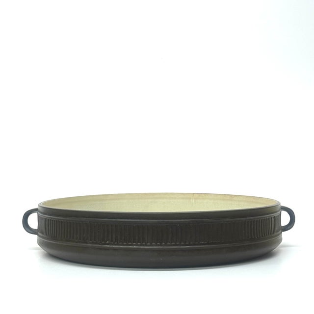 Mid-Century Modern Huge Dark Brown Fluted Flamestone Casserole Dish by Dansk Denmark For Sale - Image 3 of 11