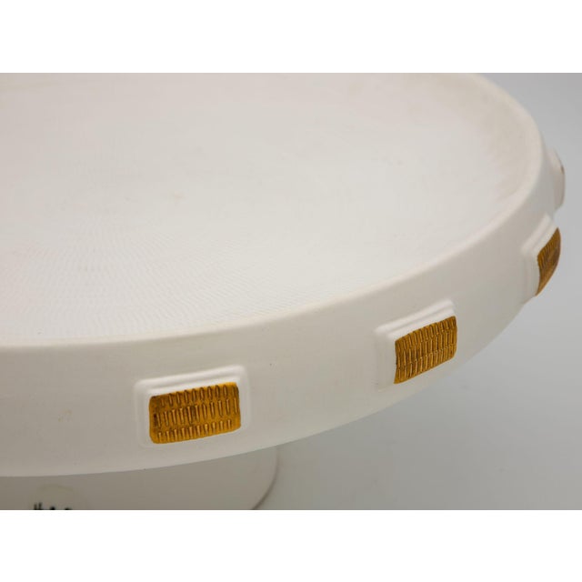 White & Gold Toggle Footed Serving Bowl or Platter, Handley Drive, Portugal 2016 For Sale - Image 4 of 5