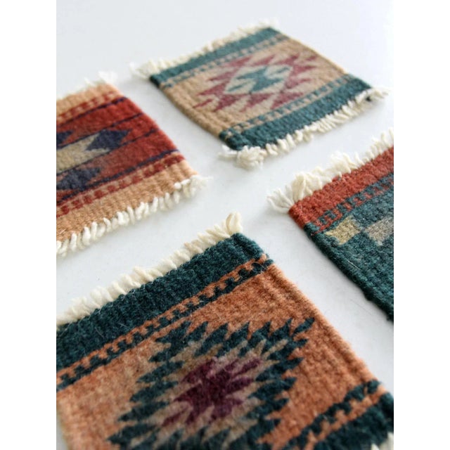 Textile Vintage Southwestern Textile Coasters Set 4 For Sale - Image 7 of 11