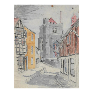 1943 St. Clement's Church England Watercolor by William Wood