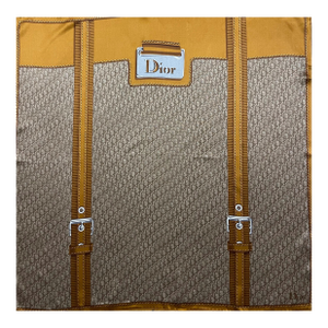 Christian Dior Brown And Monogram Silk Scarf