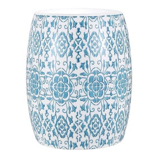 Sebryna Garden Stool - Blue/White For Sale