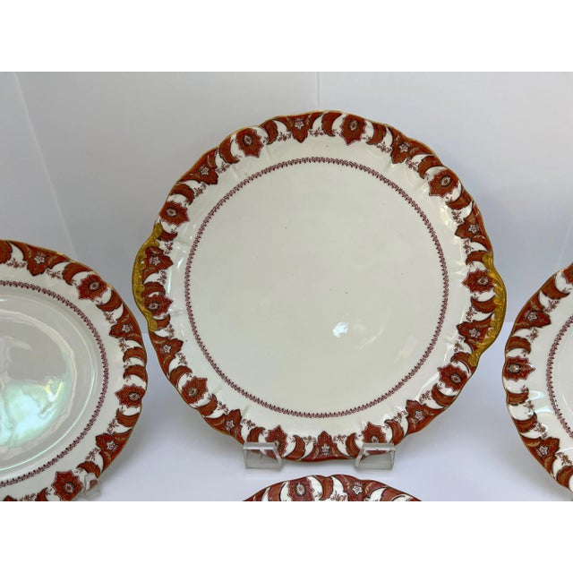 Ceramic 1930s Wm Guerin & Co Limoges Pattern 839 Gold Scalloped Rim Dinner Plates Set of 12- and Handled Cake Plate For Sale - Image 7 of 12