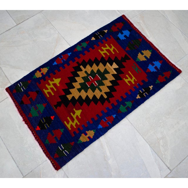 1990s Handmade Rug Colorful Kilim Small Rug 2x3 Ft Approx For Sale - Image 13 of 13